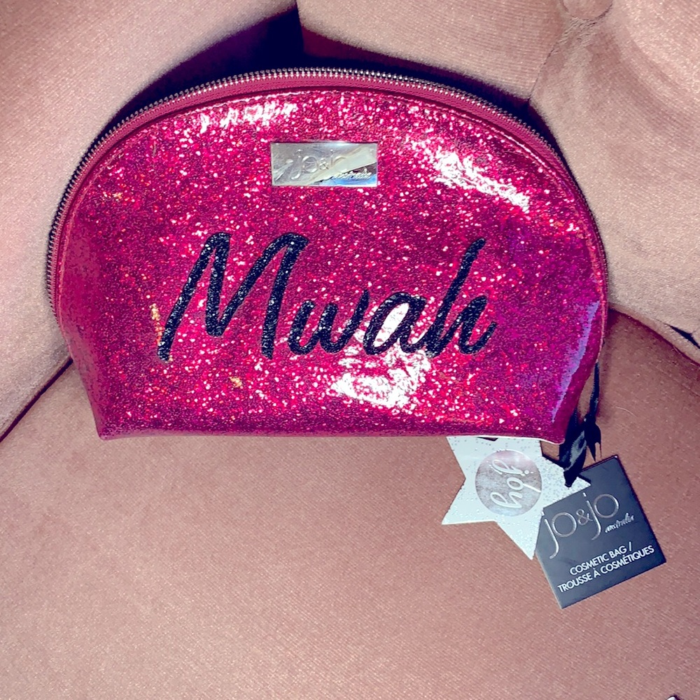 Large Pink glitter cosmetic zippered bag ▪️